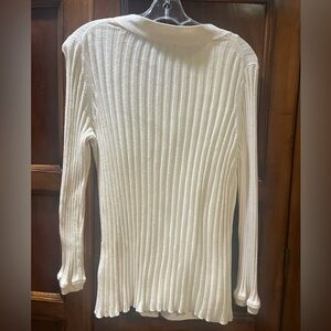Talbots Cream Ribbed Knit Top